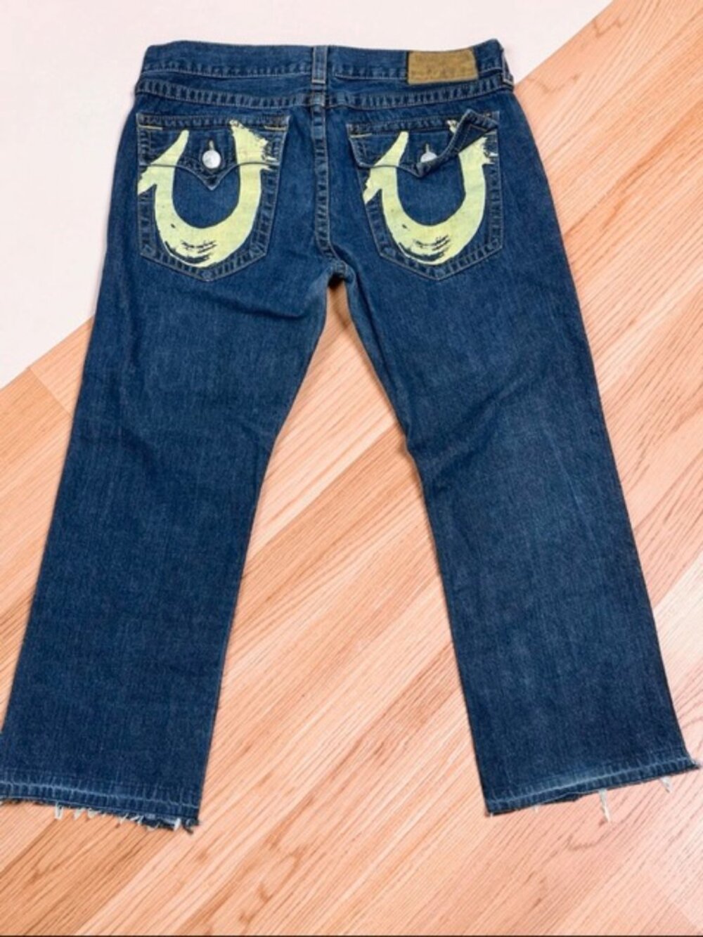 Y2K Baggy USA Made True Religion Men Blue Jeans 38" (Fit 40"x29") Raw Legs(84) - Picture 5 of 15